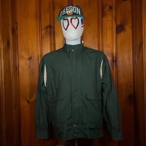 GANT L 90s Windbreaker Jacket Green Beige Colorblock Reversible Bomber Vintage